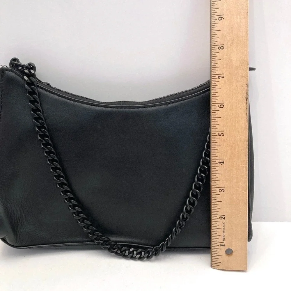 Thacker Handbag Black Leather Chain Handle Crossbody Strap Small Convertible